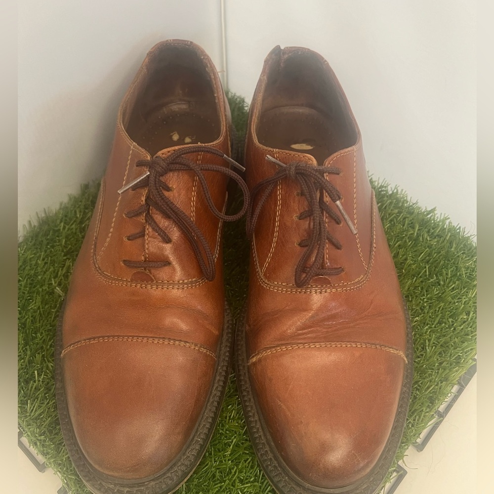 Men Brown Leather dress shoes loafers size 9.5 Oxford derby